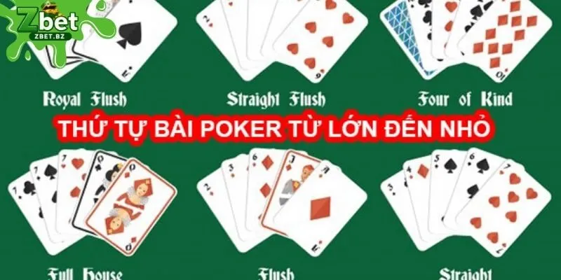 Thứ tự các tay bài Poker ZBET